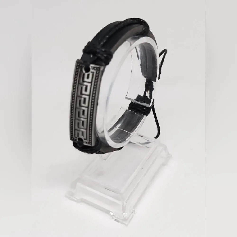 Men's bracelet leather black new d101‎